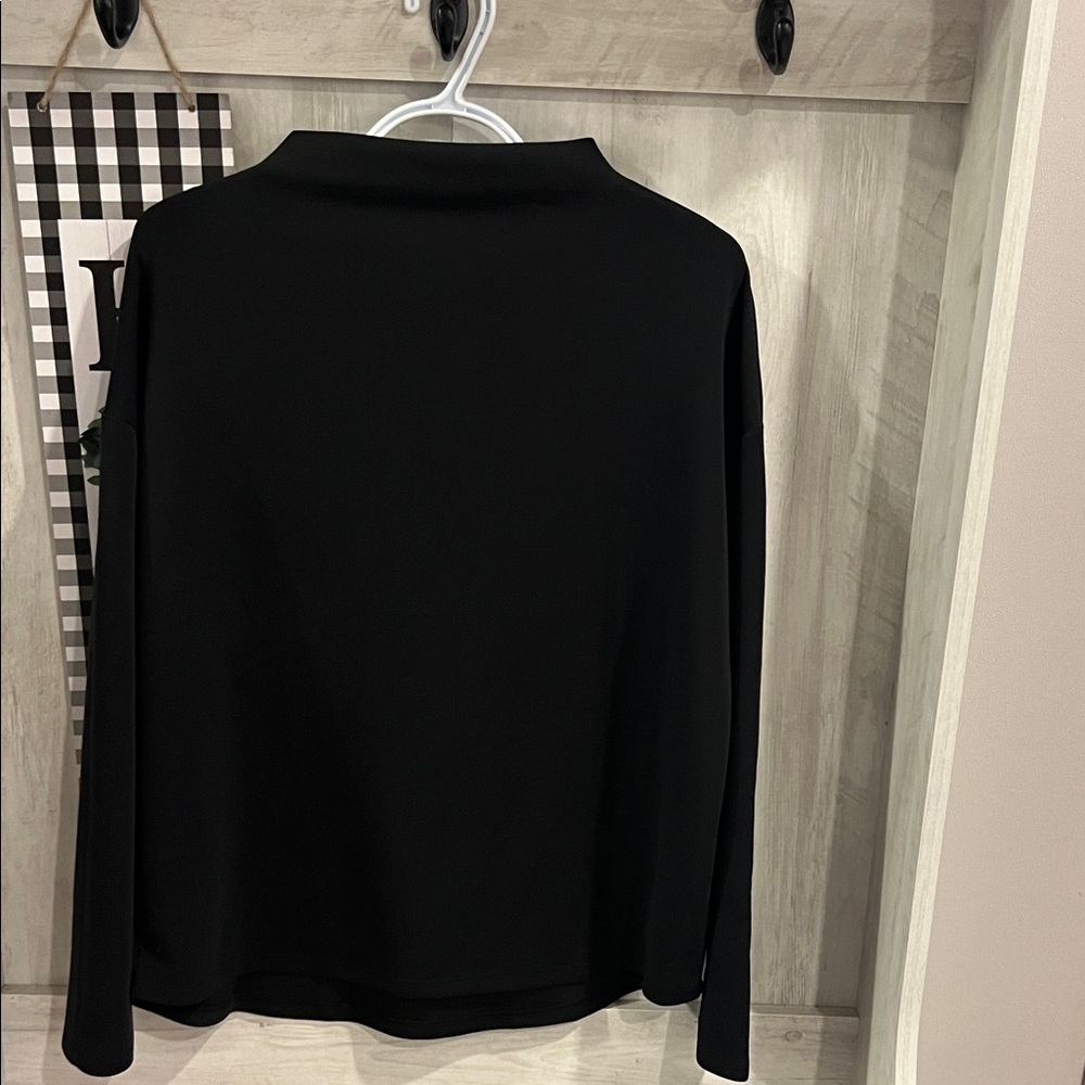 Black Long Sleeve Polo Button Down Shirt